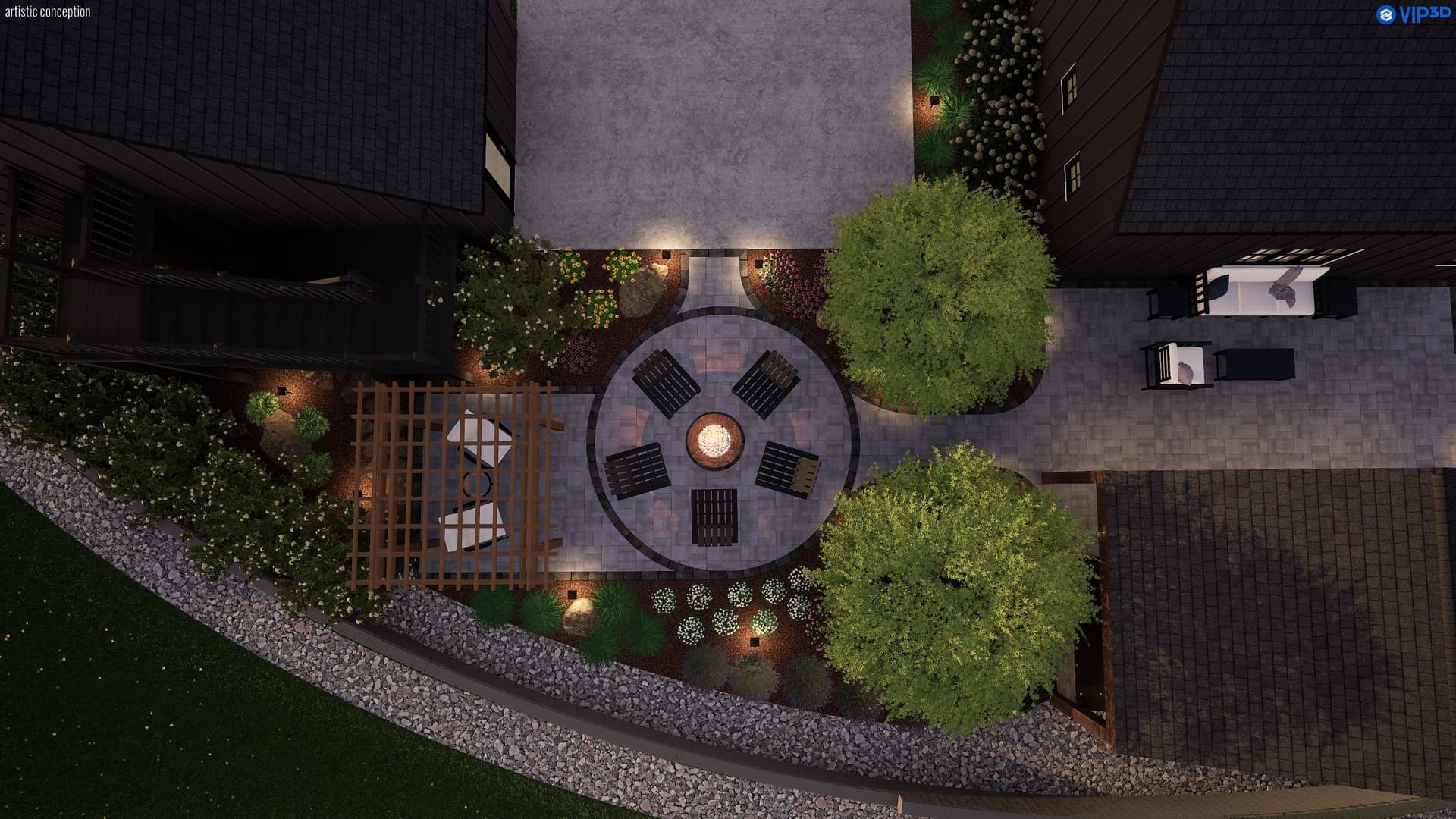 Gallery photos for Backyard Oasis with Stylish Hardscaping and Pergola: Image #1