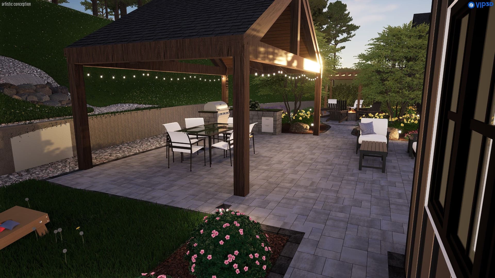 Gallery photos for Backyard Oasis with Stylish Hardscaping and Pergola: Image #3